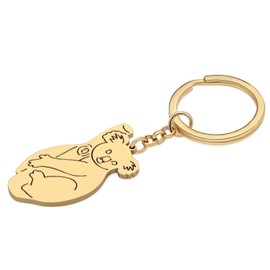 DALANE Stainless Steel Koala Bear Keyring Bag Key Ring Cute Animals Jewellery for Women Girls Gifts Decor, 18k Gold-Plated B