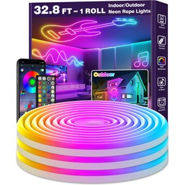 LETIANPAI 32.8Ft Led Neon Rope Lights,Control with App/Remote,Flexible Led Rope Lights,Multiple Modes,IP68 Outdoor RGB Neon Lights Waterproof,Music Sync Gaming Led Neon Strip Lights for Bedroom Indoor