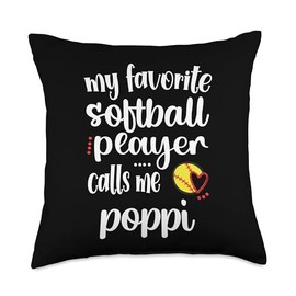 My Favorite Softball Player Calls Me Poppi Father's Day Throw Pillow