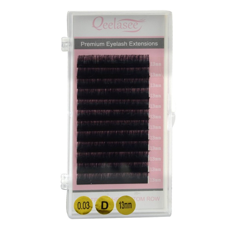 Qeelasee Faux Mink Silk Eyelash Extensions 0.03mm D Curl 13mm
