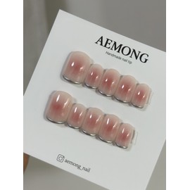 [High-quality artist recommendation] Flower Watercolor Silver Line Nail Tips - Coffin Egg / [고퀄리티작가추천] 꽃물 수채화 실버라인 네일팁 - 코핀에그