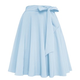 Afibi - Falda acampanada para mujer con cintura alta, estilo clásico, con bolsillos, Azul/claro, XXXL