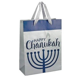 Large Chanukah Gift Bag with Foil and Glitter Accents