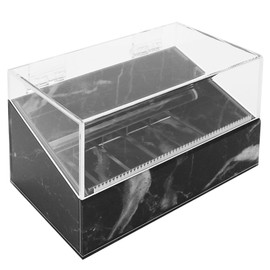 Lash Tape Holder Dispenser False Eyelash Washi Tape Cutter Multi-Grids, Dust-Proof Acrylic Clamshell Sticker Storage Box Holding Cover for Extensions, Holds Up to 6 Rolls, Black Marble Pattern Style