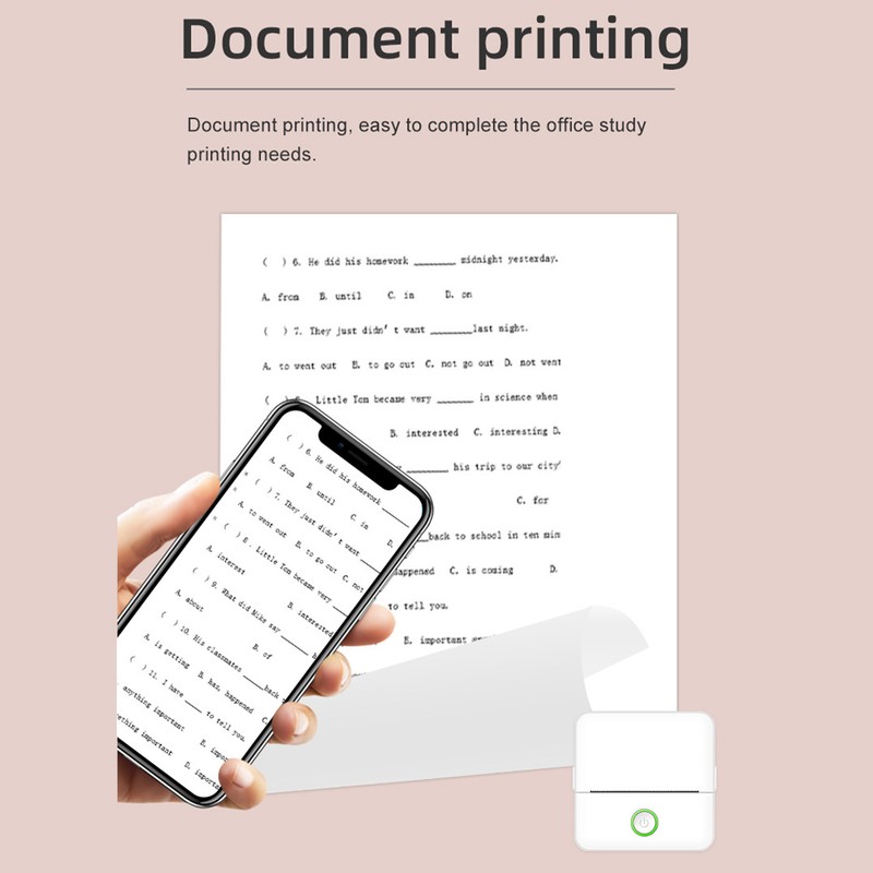 Mini Thermal Printer Portable Pocket Tool for Student with Paper
