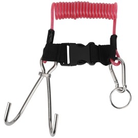 Stainless Steel 

Marine Sports Reef Double Hook with Spring Rope for Diving Scuba AccessoriesTransparent Pink