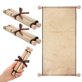 Epakh 2 Pack Blank Paper Scrolls Wrapped on Wood Rod for Writing, Drawing, Calligraphy, Wedding Vows, Cosplay Prop, Renaissance Festivals, Tabletop Role Playing Game(Old Color)