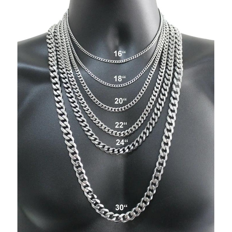 3/5/7/9/11mm Stainless Steel Silver Color Cuban Curb Chain Necklace Choker