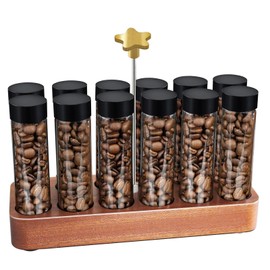Coffee Bean Storage Tubes,Coffee Storage Containers Tubes,Single Dose Coffee Bean Storage Tubes,Coffee Bean Storage Tubes With Lids,Coffee Storage Tubes with Wooden Display Stand And Funnel.(Type 1)