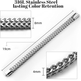 [LinnWell] Mens Bracelet, Curb Bracelet, Magnetic Bracelet, Popular Bracelet, Stainless Steel Double Row Keel Chain Bracelet, Creative Stainless Steel Bracelet for Men, Stainless Steel Metal