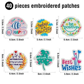 TACVEL 40Pcs Random Positive Affirmations Iron on Patches, Colorful Inspirational Phrase Words Embroidered Patches for Backpacks Clothes Hats Jackets