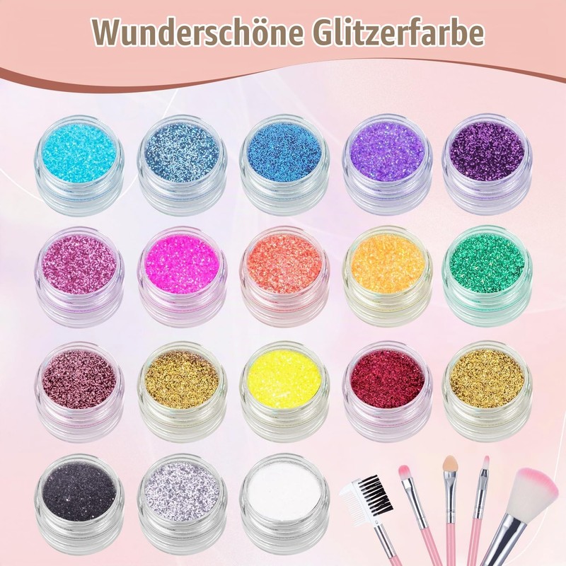 Glitter Tattoos Children's Set, 18 Colours Glitter Tattoo Girls for