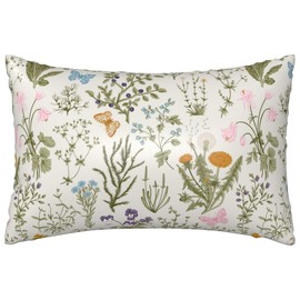 1 Pack Satin Pillowcase for Hair and Skin Vintage Herbs and Wild Flowers Imitation Silk Pillowcase with Hidden Zipper Soft Breathable Smooth Cooling Pillow Cover Queen Size for Bedroom Sofa 20”x30”