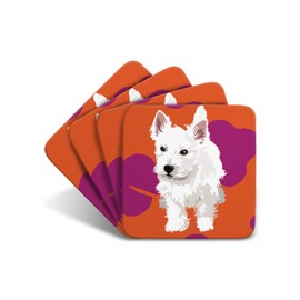 Westie Puppy - Set of 4 Coasters - Leslie Gerry Animal Gifts