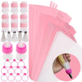 SNAIL GARDEN 38Pcs Silicone Pastry Bags Set, 9Pcs 3 Sizes Reusable Icing Piping Bags with 2Pcs Two-color Pastry Bags, 11Pcs Plastic Couplers+11 Frosting Bag Ties+5 Decorating Tips(12"+14"+16")