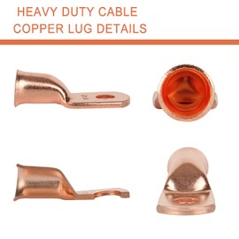 RIOCAN 10pcs 2 AWG-1/4”(M6) Ring Terminals 2 Gauge Battery Lugs Battery Cable Ends Heavy Duty Wire Lugs Battery Cable Connector Copper Lugs Battery Terminal Connectors