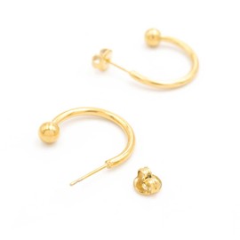 Vintageparts Half Creole Earrings 20 mm 304 Stainless Steel with 14 K Gold Plating 2 Pieces for Jewellery Making Women and Men Jewellery Unisex