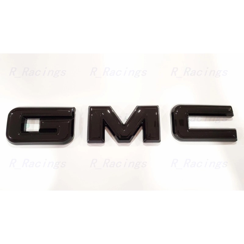 Auto Front & Rear GMC Gloss Black OVERLAY Emblem Badge