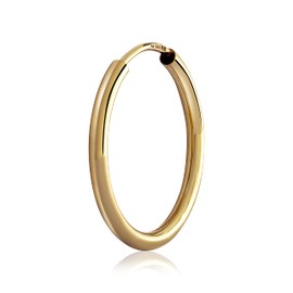 NKlaus Single Creole Earrings 333 Yellow Gold 8 Carat Gold Earrings 2.0 mm Thick Gold Ears, Yellow Gold