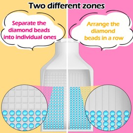 Multifunctional Diamond Painting Tray & Funnel with 3 Storage Jars and Lid, Two Different Diamond Painting Tray Grid Design, Diamond Art Painting Accessories and Tools for 5D Diamond Painting Beads-W