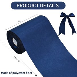 TONIFUL 4 in x 22Yds Wide Navy Blue Satin Ribbon Solid Fabric Large Ribbon for Cutting Ceremony Kit Grand Opening Chair Sash Table Hair Car Bow Sewing Craft Gift Wrapping Wedding Party Decoration