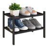 BMOSU 2-Tier Bamboo Small Shoe Rack Premium Stackable Shoe Shelf