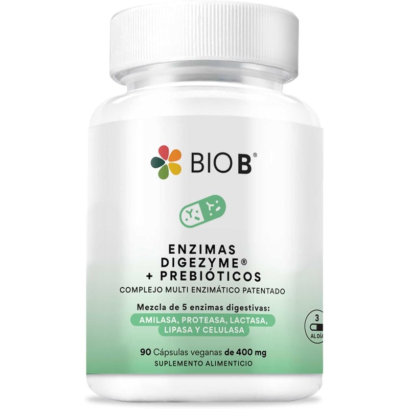 BIO B Enzimas Digestivas Digezyme Prebióticos 5 Enzimas Lactasa 90Cáp