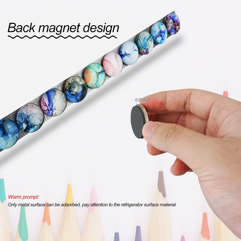 FuninCrea Magnetic Fridge Stickers, Pack of 12 Glass Colourful Marble