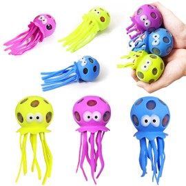 3 PCS Octopus Sensory Stress Balls for Kids and Adults, Ocean Animals Squishy Toys for Classroom Prizes and Goodie Bag Stuffers, Colorful Squishy Ball Squeeze Toys Filled with Water Beads