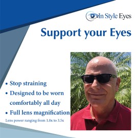 In Style Eyes Insight Full Reader Sunglasses - Full-Rimmed, Non-Bifocal Glasses with UV Protection - Non-Polarized Lens - Tortoise - 2.0x