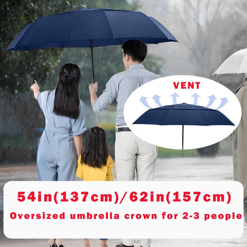 MRTLLOA 54/62 Inch Large Folding Golf Umbrella, Oversize Double Canopy