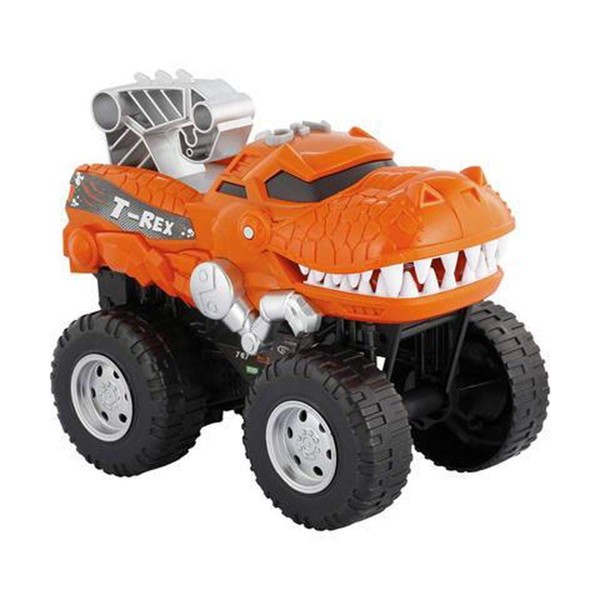 Powerful Dinosaur Monster Truck with Chomping, Roaring T-Rex - Battery Powered Dinosaur Car Lights Up with Revving Engine Sounds and Pops Wheelies - Great Dinosaur Toys for Boys and Girls Ages 3+