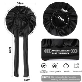 Barlone Silk Bonnet for Sleeping, Long Hair, Bonnet Silk, Soft and Comfortable, Hair Bonnet, Sleep Cap Silk for Adjustable Wide Band for Attaching to the Head, black