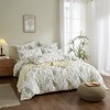 YASMENG Bed Linen Leaves 155 x 220 cm Green Grey
