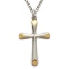 TrueFaithJewelry Sterling Silver Cross Pendant Necklace Two-Tone Gold-Plated Ends Religious