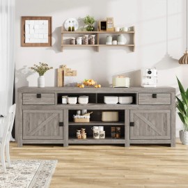 Garvee Farmhouse TV Stand Entertainment Center, Wood TV Consoles Table for Living Room