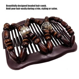 Pack of 5 Magic Hair Comb Clips, Wooden Beads, Double Hair Comb Clip, Stretchy Hair Side Combs Clips, Hair Accessories, Hair Styling Tool for Wowen Girls
