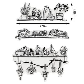 Clear Stamps for Card Making & Photo Album Decorations, Hanging Pots & Books Transparent Silicone Stamps for Crafting & DIY Scrapbooking