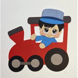 Unbranded Lil' Train Conductor Black Hair. Scrapbook, Card Making Paper Piecing