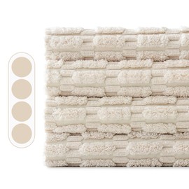 EMEMA Corduroy Cushion Covers, Set of 4, Decorative Sofa Cushions, Modern Cushion Covers, 40 x 40 cm, Decorative Cushion, Soft Decorative Cushion Cover for Living Room, Sofa, Bedroom, Cream