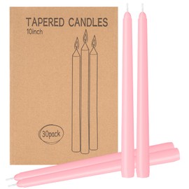 LYOBATH 30 Pack Pink Taper Candles - Taper Candles 10 Inch Dripless, Smokeless & Unscented - 8 Hours Long Burning - Ideal for Weddings, Dinner Parties, and Home Decor