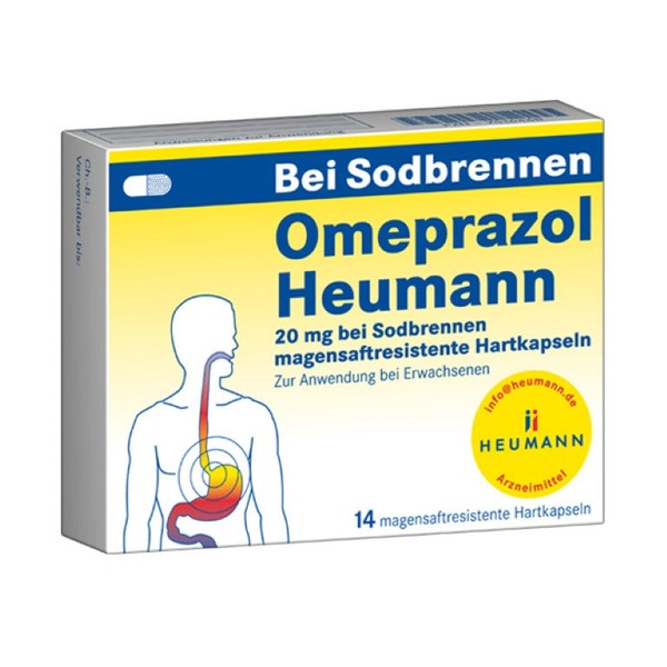 HEUMANN Omeprazol Heumann 20 mg Hartkapseln bei Sodbrennen, 14 St. Kapseln