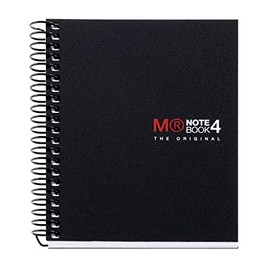 MIQUELRIUS â Microperforated Spiral Notebook, Polypropylene Cover, Size A7 74 x 105 mm, No Drills, 100 Sheets of 70 g/m2 and 4 Colour Stripes, 5 mm Grid, Black