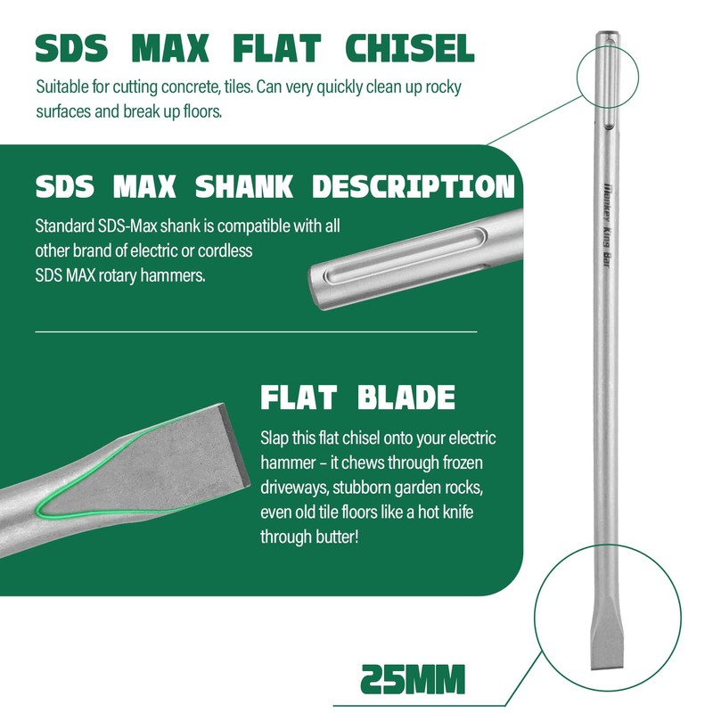 MonkeyKingBar-Heavy Duty SDS MAX Flat Chisel 18IN Length (450x25mm)- SDS