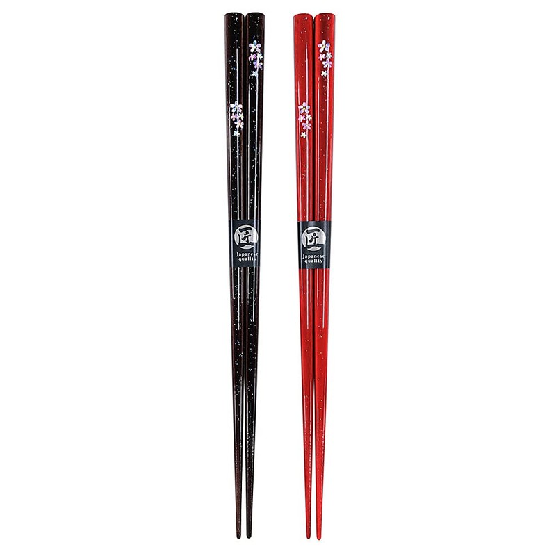 Couples Chopsticks, Kiruya Cherry Blossoms, Unisex Size, Black, Red, Dishwasher