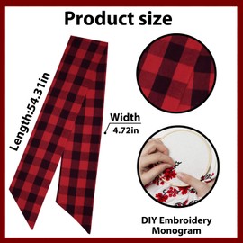Fall Wreath Sash for Front Door, Christmas Red Plaid Cotton Sash Holiday Baby Shower Wreath Accessories for Home Thanksgiving Decorations