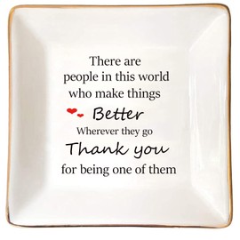 Thank You Gifts for Women, Ceramic Jewelry Dish Tray,Birthday, Appreciation, Inspirational, Retirement Gift for Coworker, Teacher, Friends, Ring, Bracelet, Jewelry Tray(Thank you-make things better)