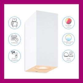 WiZ Colour Imageo Smart Connected WiFi Ceiling Light Spots 2 Pack [White]. App Control for Indoor Home Lighting, Livingroom and Bedroom, 929003210001