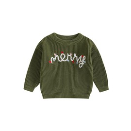 Edhomenn Baby Girl Boy Kids Christmas Jumper Long Sleeve Round Neck Knitwear Pullover Toddler Sweater (E-Green, 18-24 Months)