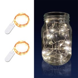 Kangheshun 2 Pack Led Fairy Lights Battery Operated String Lights Waterproof Silver Wire 7 Feet 20 Led Firefly Starry Moon Lights for DIY Wedding Party Bedroom Patio Christmas